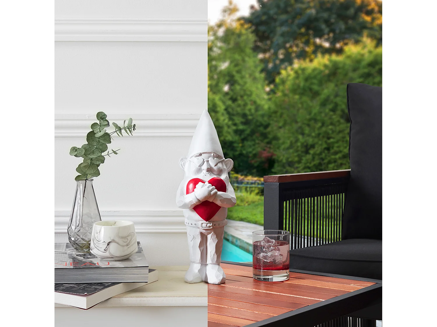 Sculpture Nano Love Int Ext H33cm Blanc, Rouge