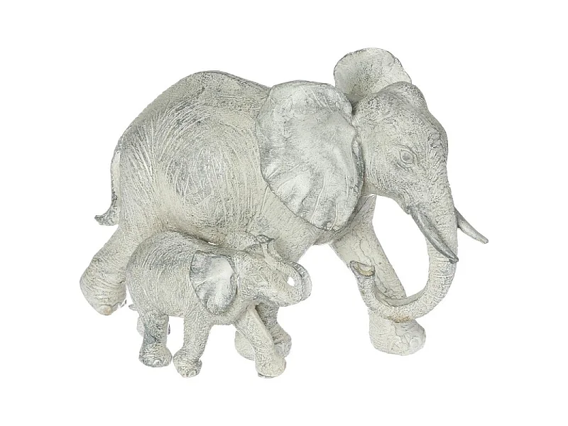 Statue Éléphant en Résine 15cm Blanc