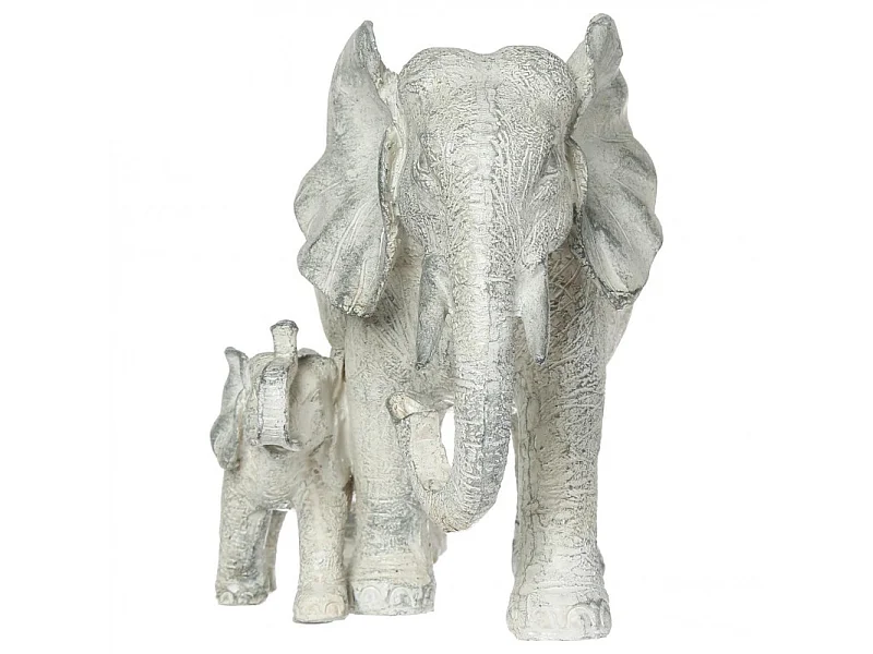 Statue Éléphant en Résine 15cm Blanc
