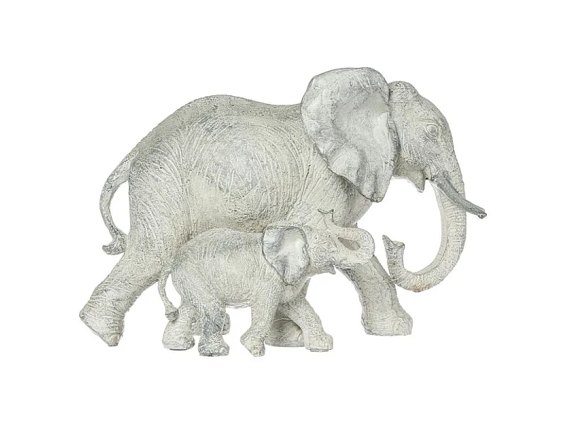 Statue Éléphant en Résine 15cm Blanc