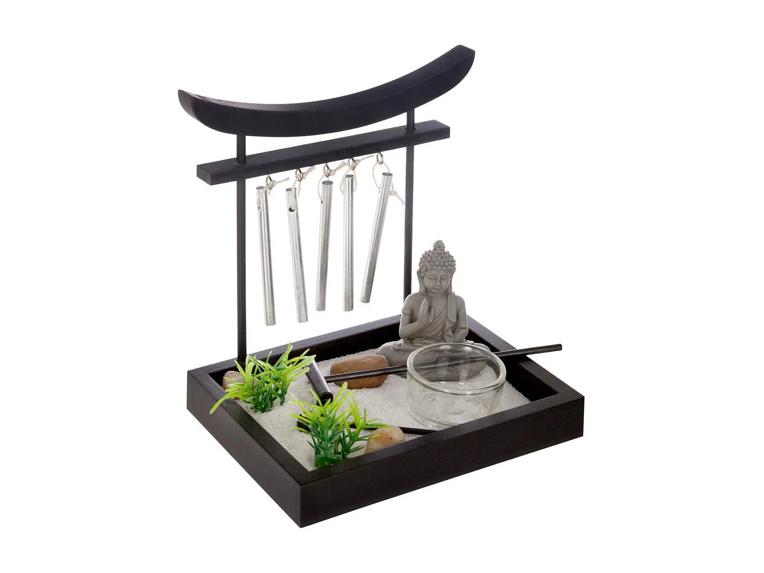 Jardín Zen decorativo Atmosphera negro 16,5x15x12 cm