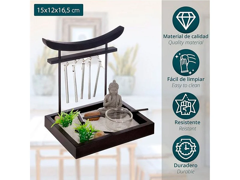 Jardín Zen decorativo Atmosphera negro 16,5x15x12 cm