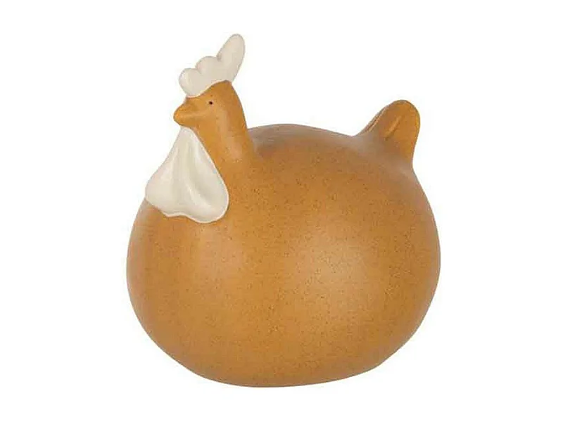 Statuette Déco "Poule en Céramique" 18cm Ocre