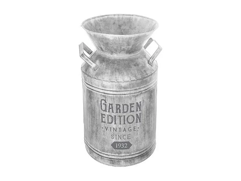 Pot à Lait Déco en Métal "Garden" 37cm Gris