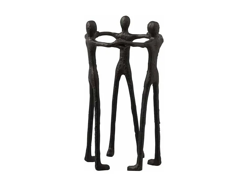 Statue Déco "3 Personnes en Cercle" 36cm Noir