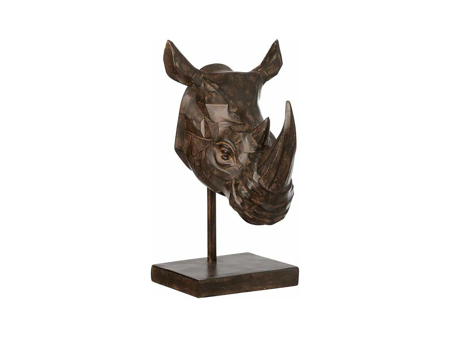Statue Déco en Résine "Rhinocéros" 44cm Marron