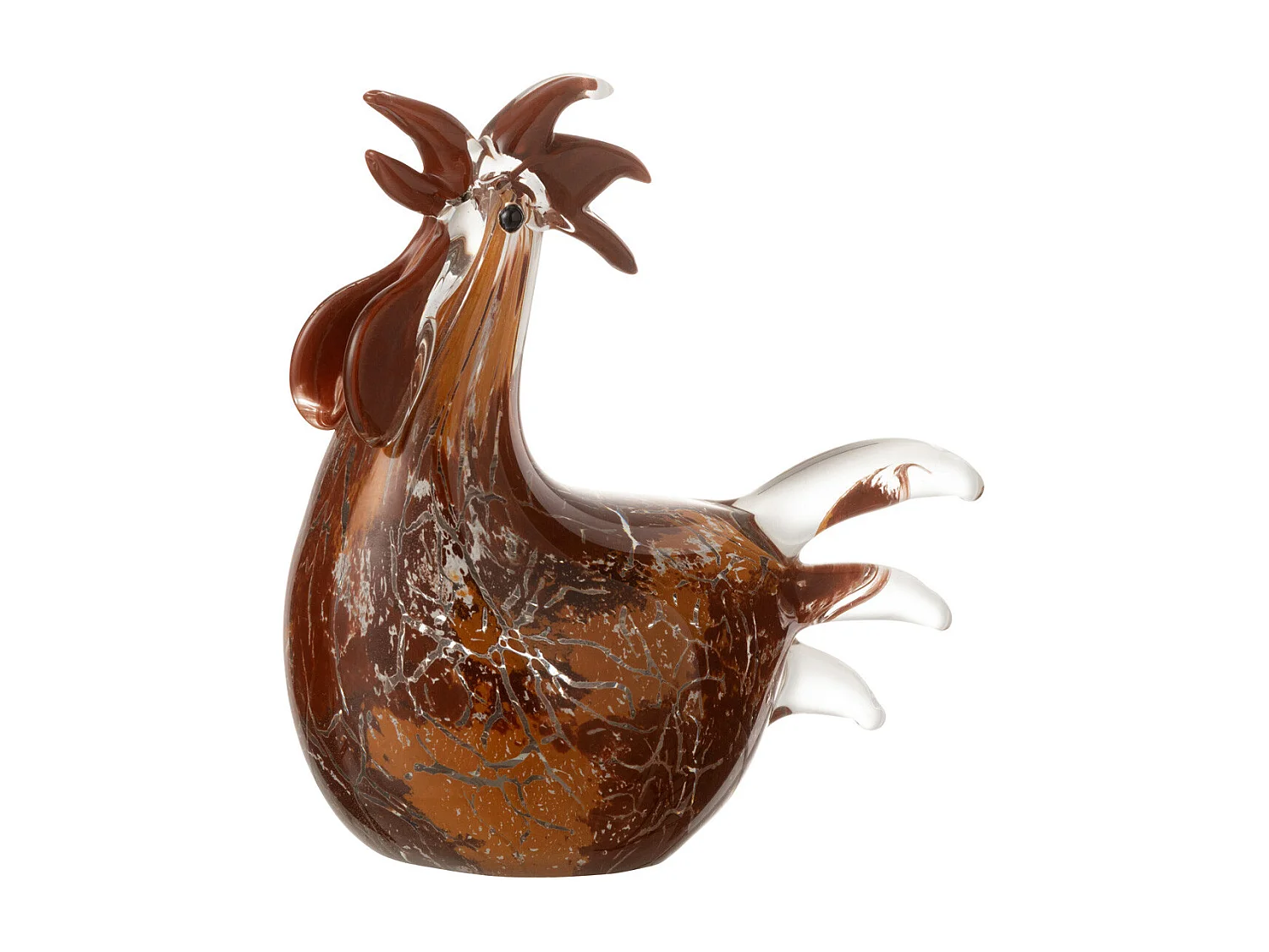Presse-Papier "Poule Verre Tacheté" 15cm Marron