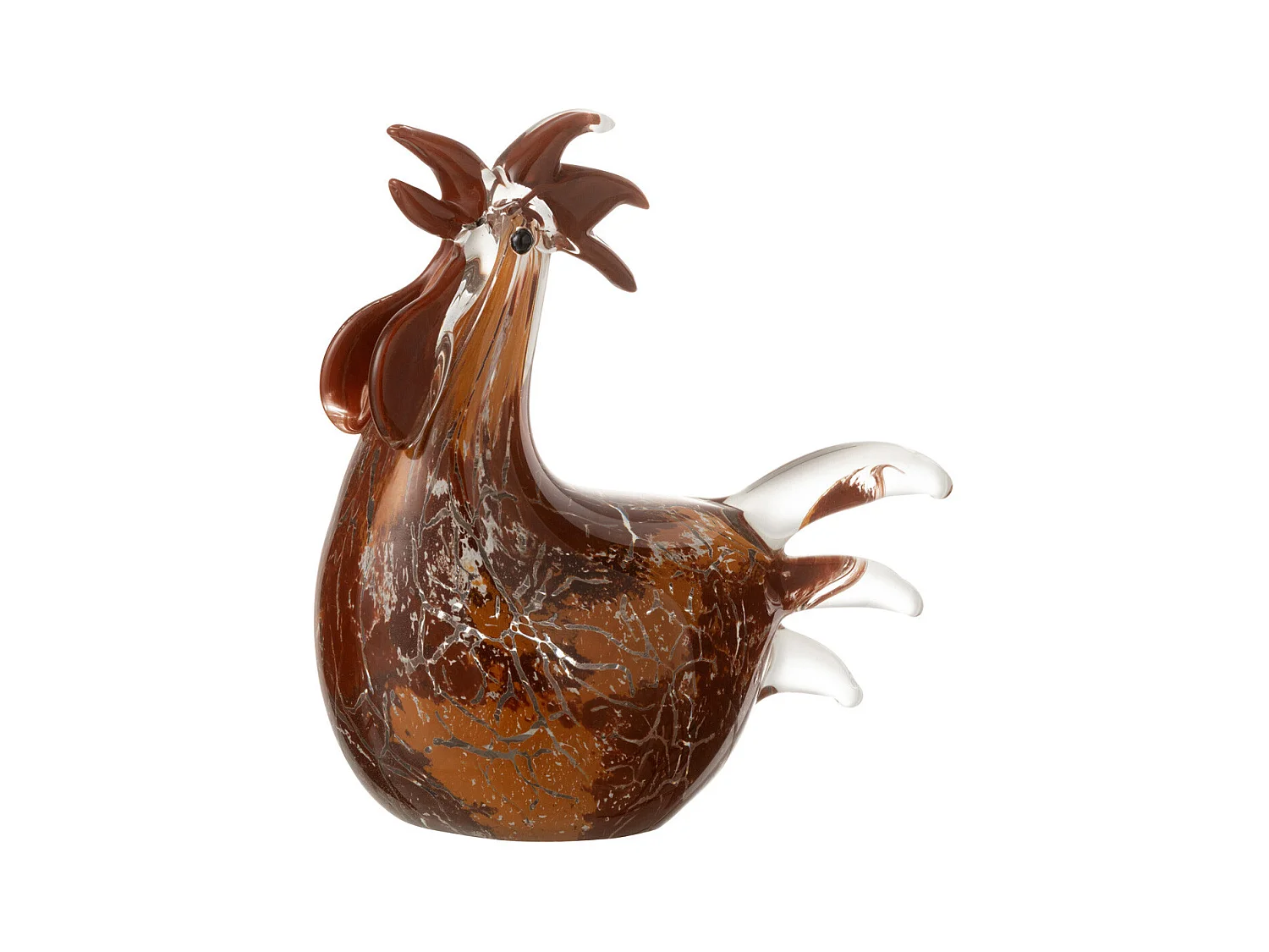 Presse-Papier "Poule Verre Tacheté" 15cm Marron