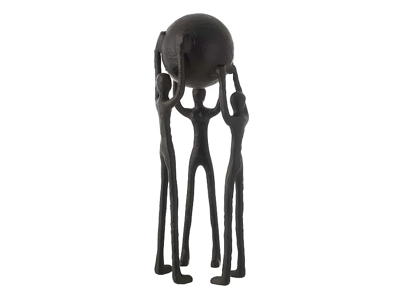Statuette Déco "3 Personnages avec Balle" 48cm Noir
