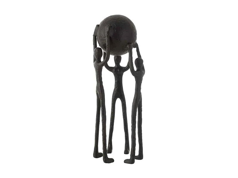 Statuette Déco "3 Personnages avec Balle" 48cm Noir
