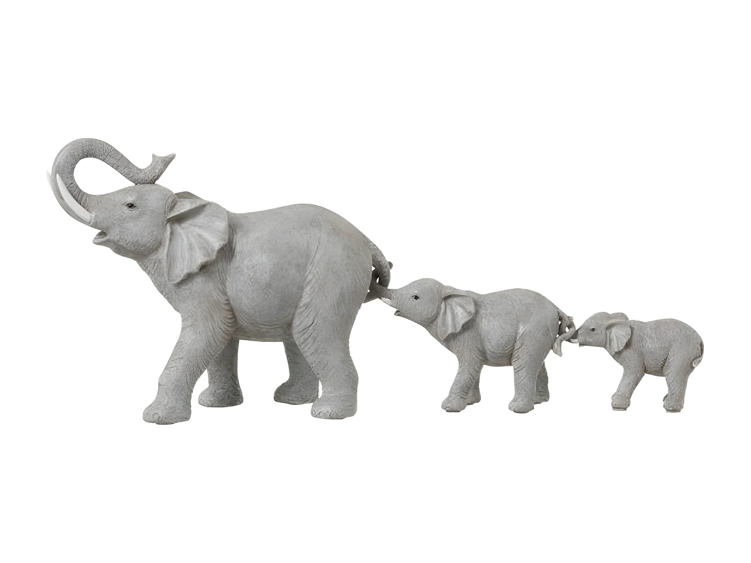 Statuette Déco en Résine "3 Eléphants" 57cm Gris