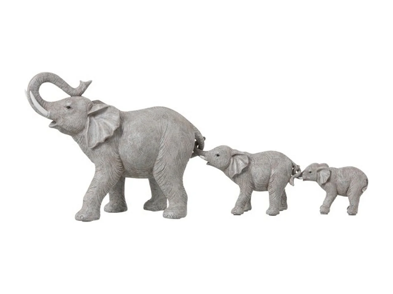 Statuette Déco en Résine "3 Eléphants" 57cm Gris