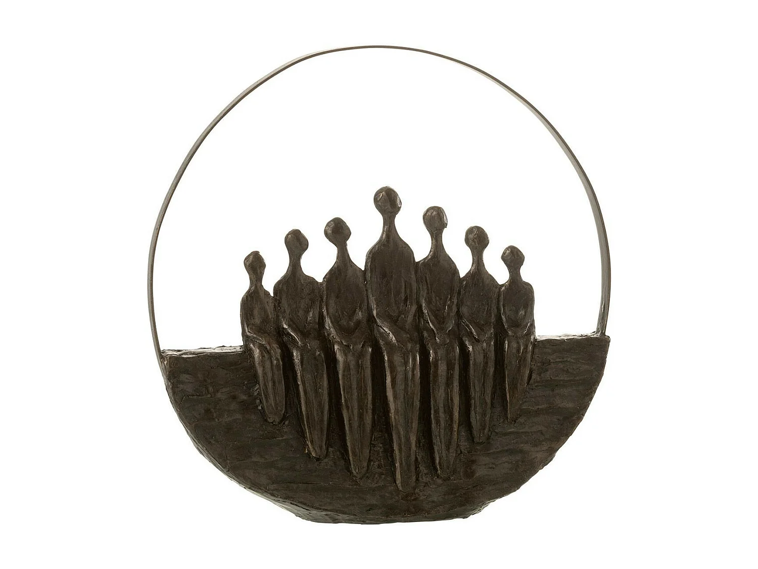 Statuette Déco "7 Personnages Cercle" 30cm Marron