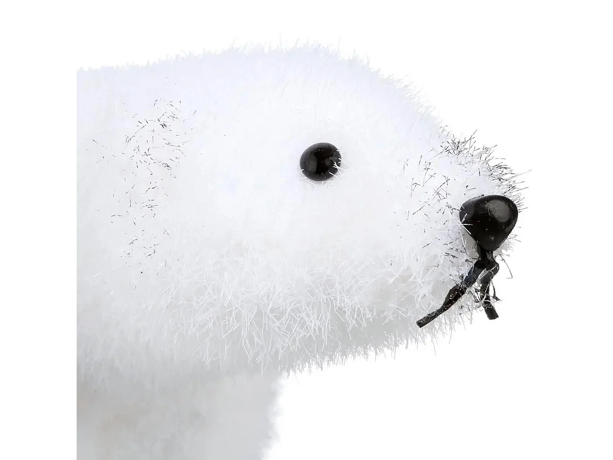 Statuette Déco Ours "Manteau" 21cm Blanc