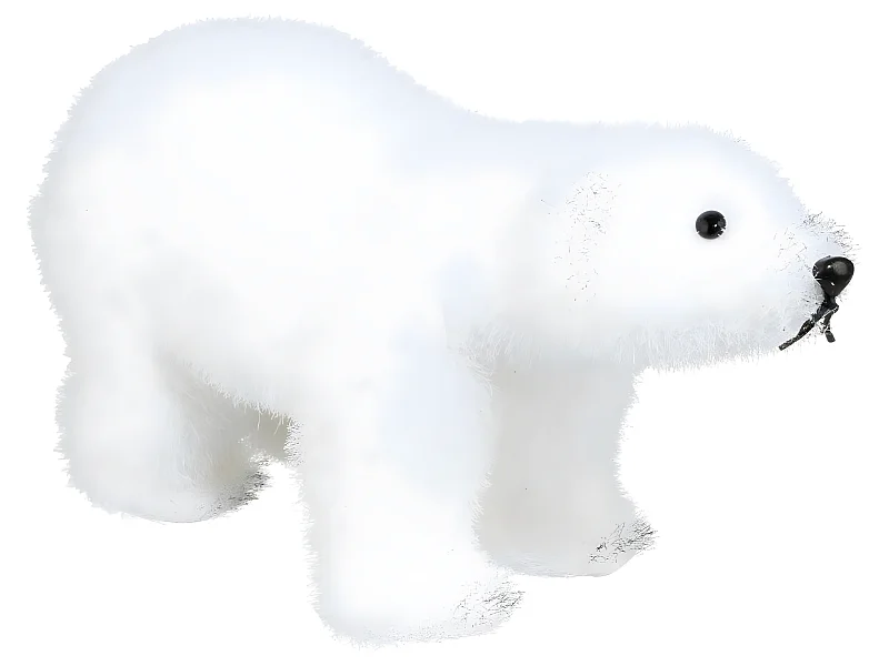 Statuette Déco Ours "Manteau" 21cm Blanc