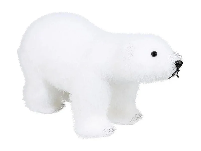 Statuette Déco Ours "Manteau" 21cm Blanc