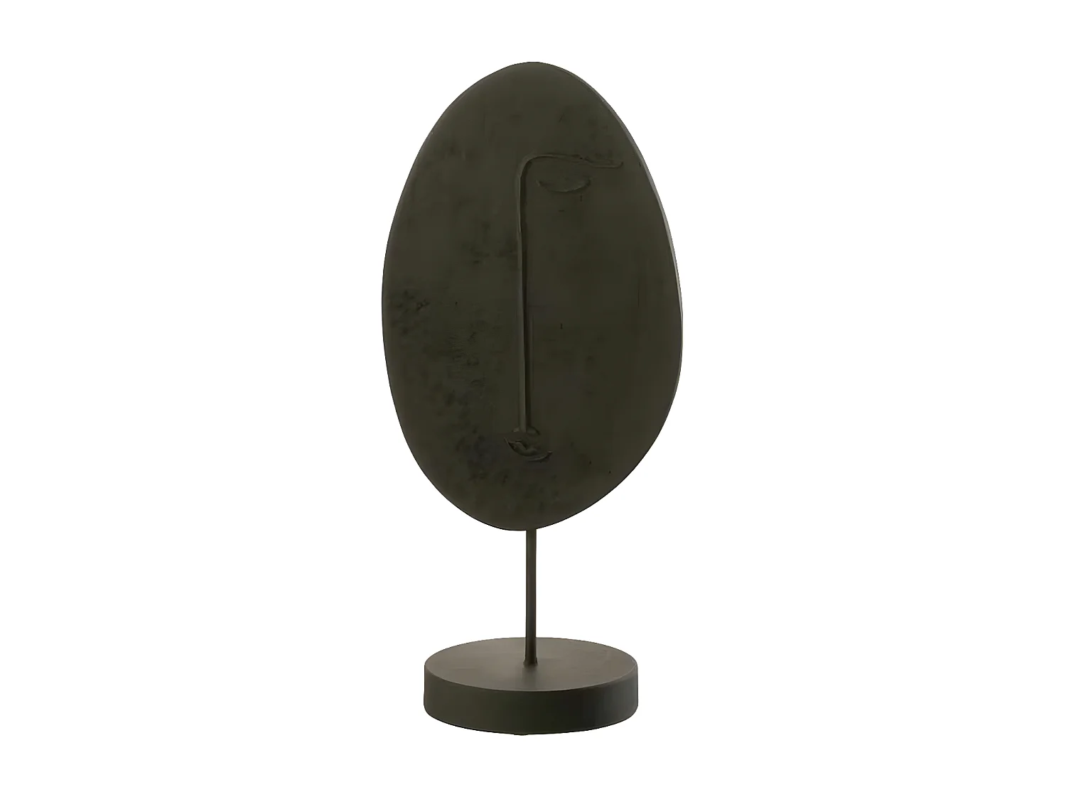 Statuette Déco sur Socle "Tête Plate" 46cm Noir