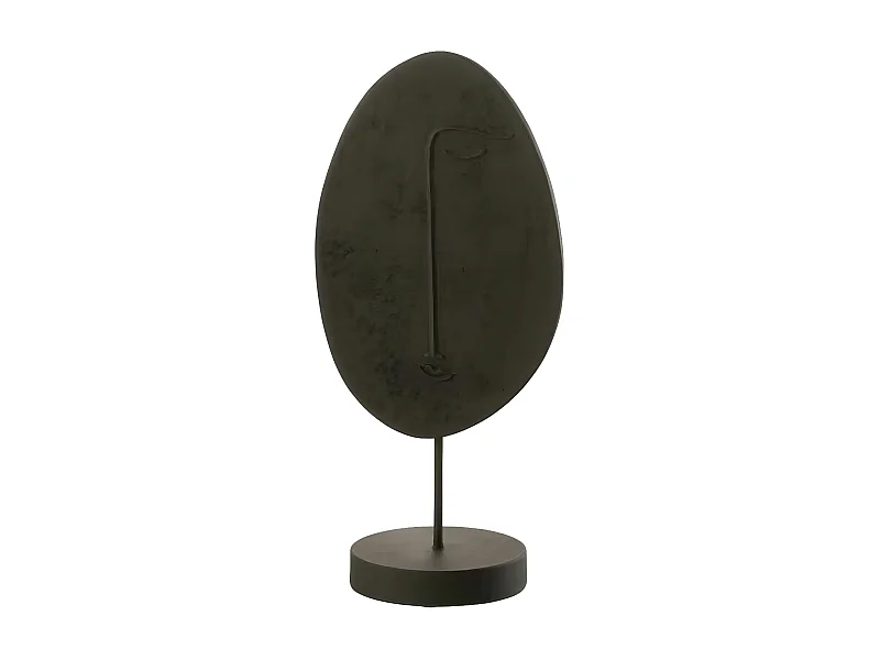 Statuette Déco sur Socle "Tête Plate" 46cm Noir