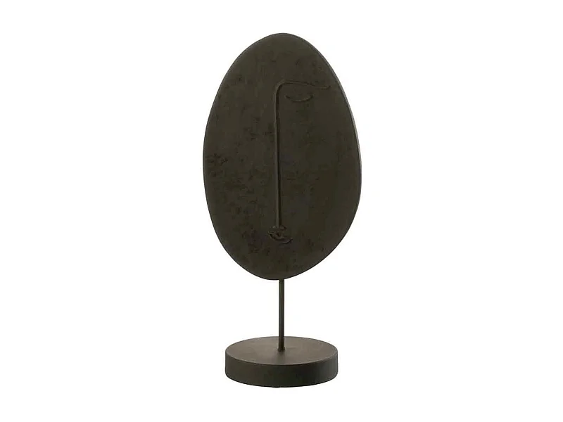 Statuette Déco sur Socle "Tête Plate" 46cm Noir
