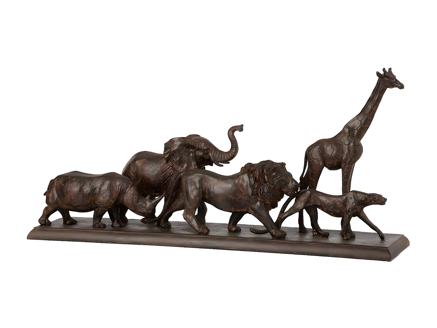 Statue Déco "5 Animaux" 71cm Marron