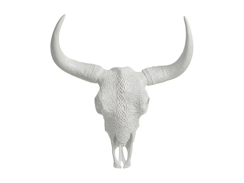 Trophée Mural "Crâne Suspendu" 45cm Blanc