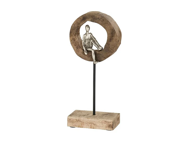 Statuette Déco "Personnage Pensif" 39cm Naturel