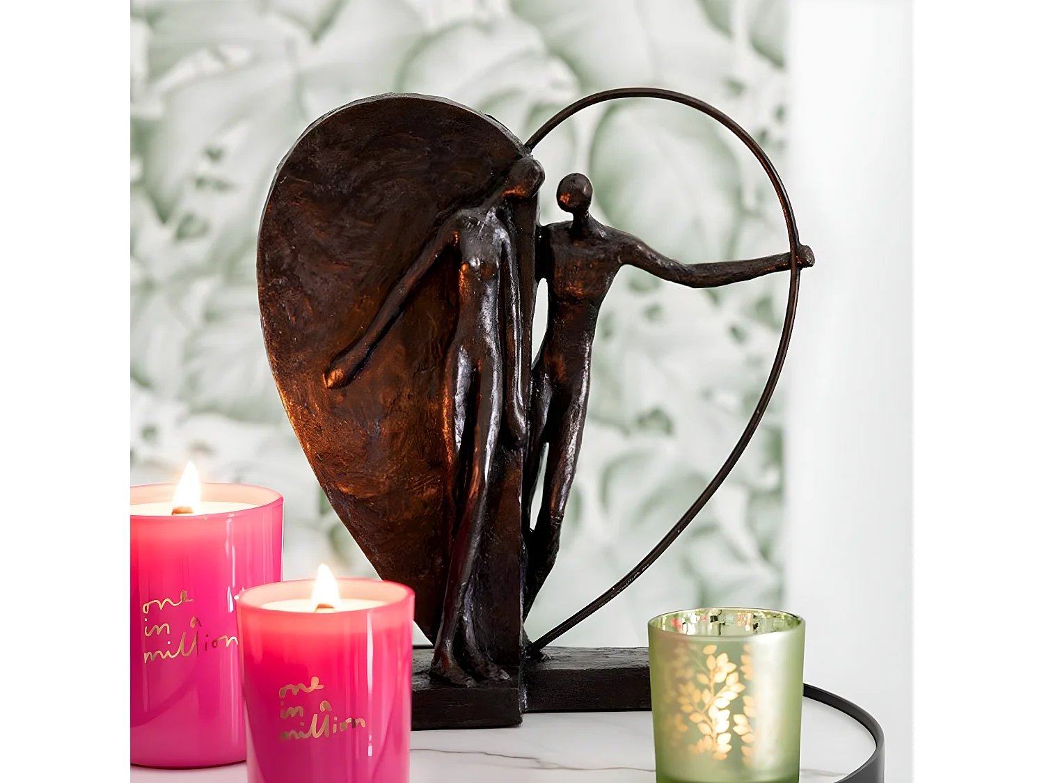 Statuette Déco "Coupe Demi Cœur" 31cm Marron