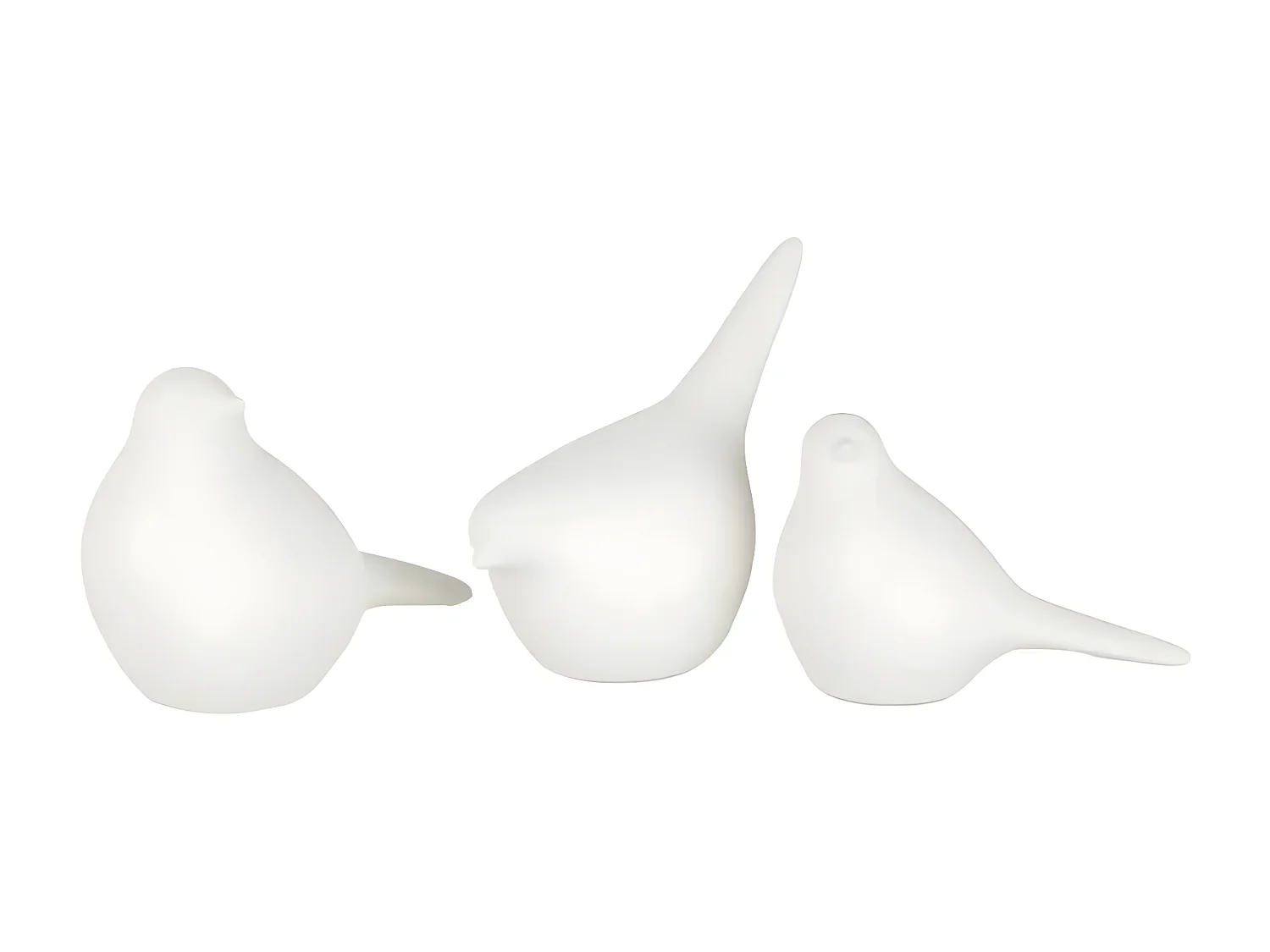 Lot de 3 Statuettes Déco "Oiseaux" 19cm Blanc
