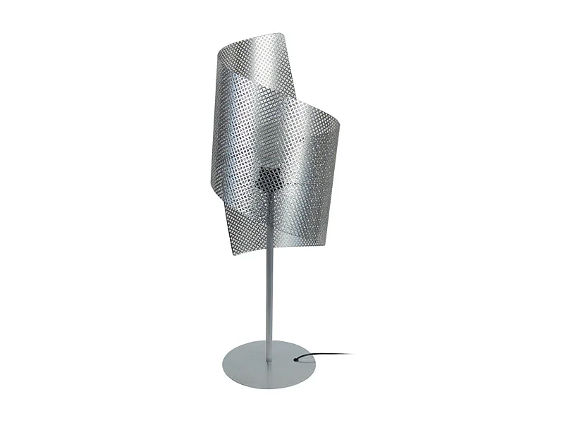 Lampe a poser géométrique métal  aluminium 26 cm.