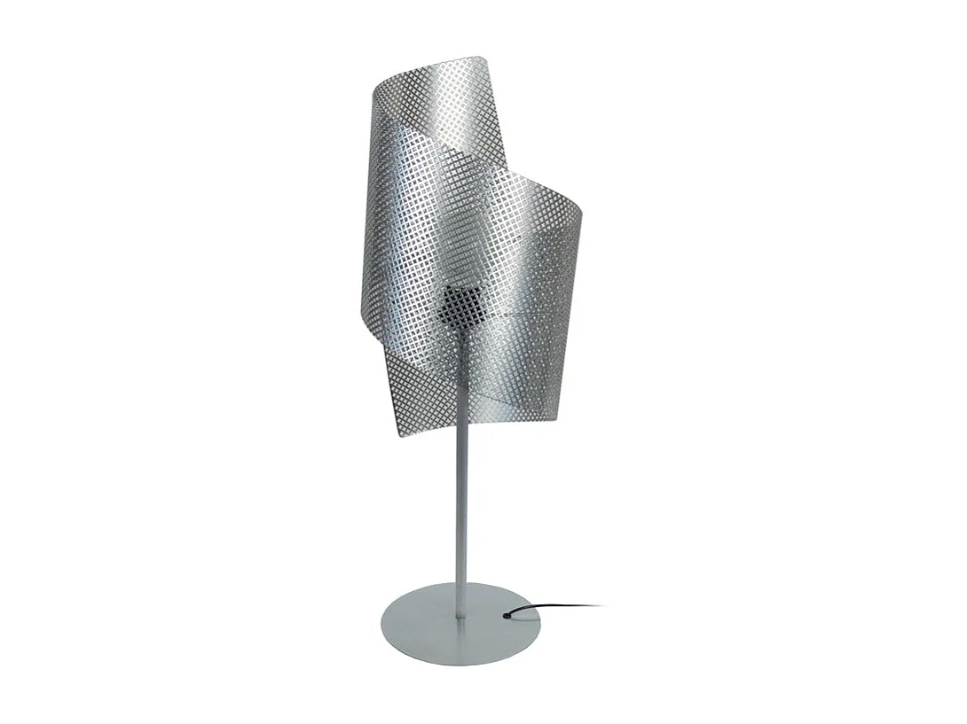 Lampe a poser géométrique métal  aluminium 26 cm.