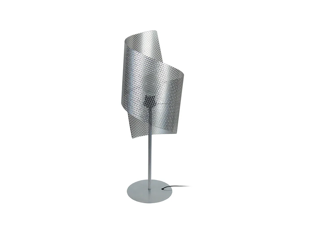 Lampe a poser géométrique métal  aluminium 26 cm.
