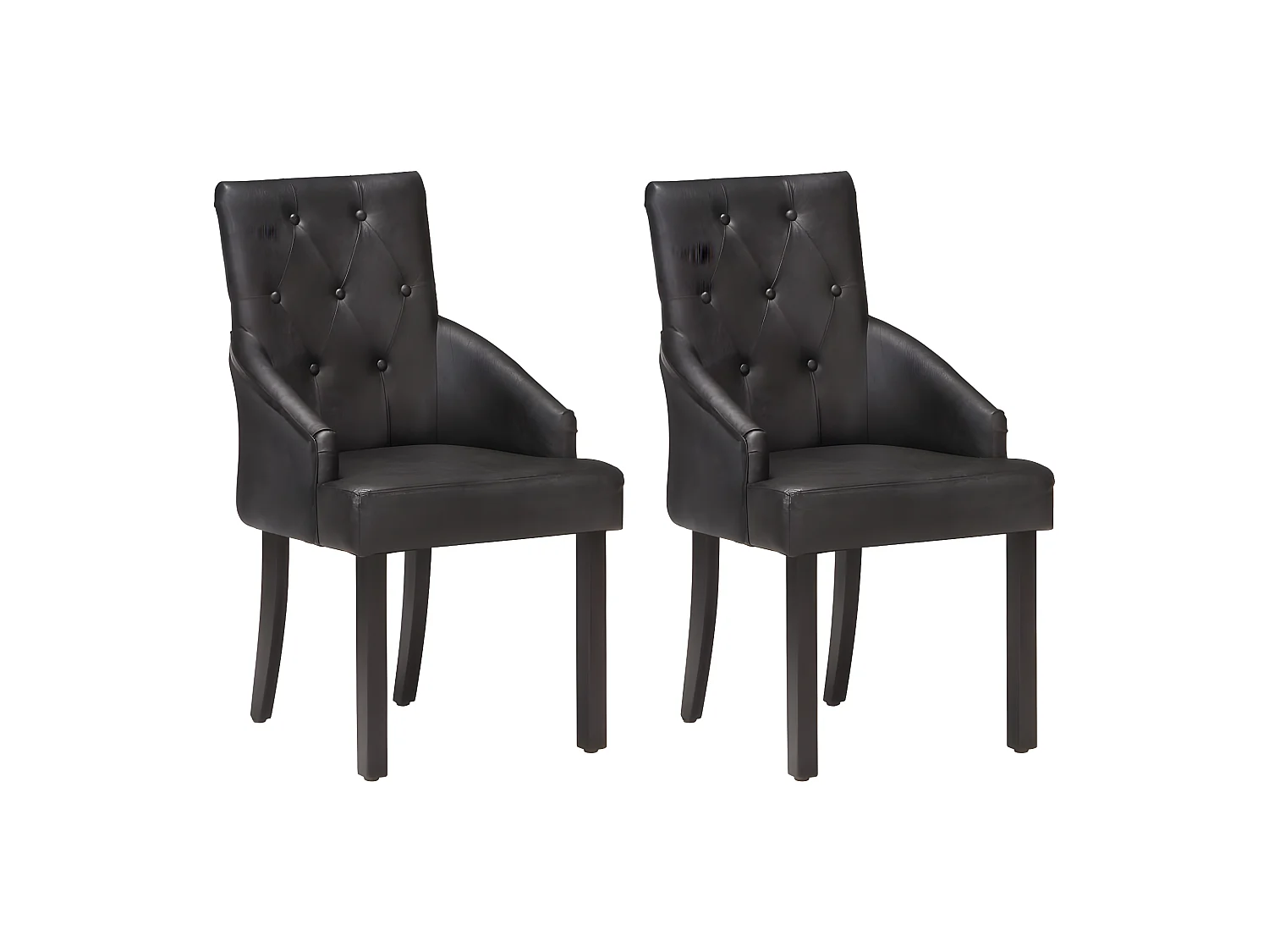 Lot de 2 chaises de salle à manger cuisine design vintage cuir noir de chèvre véritable CDS020802