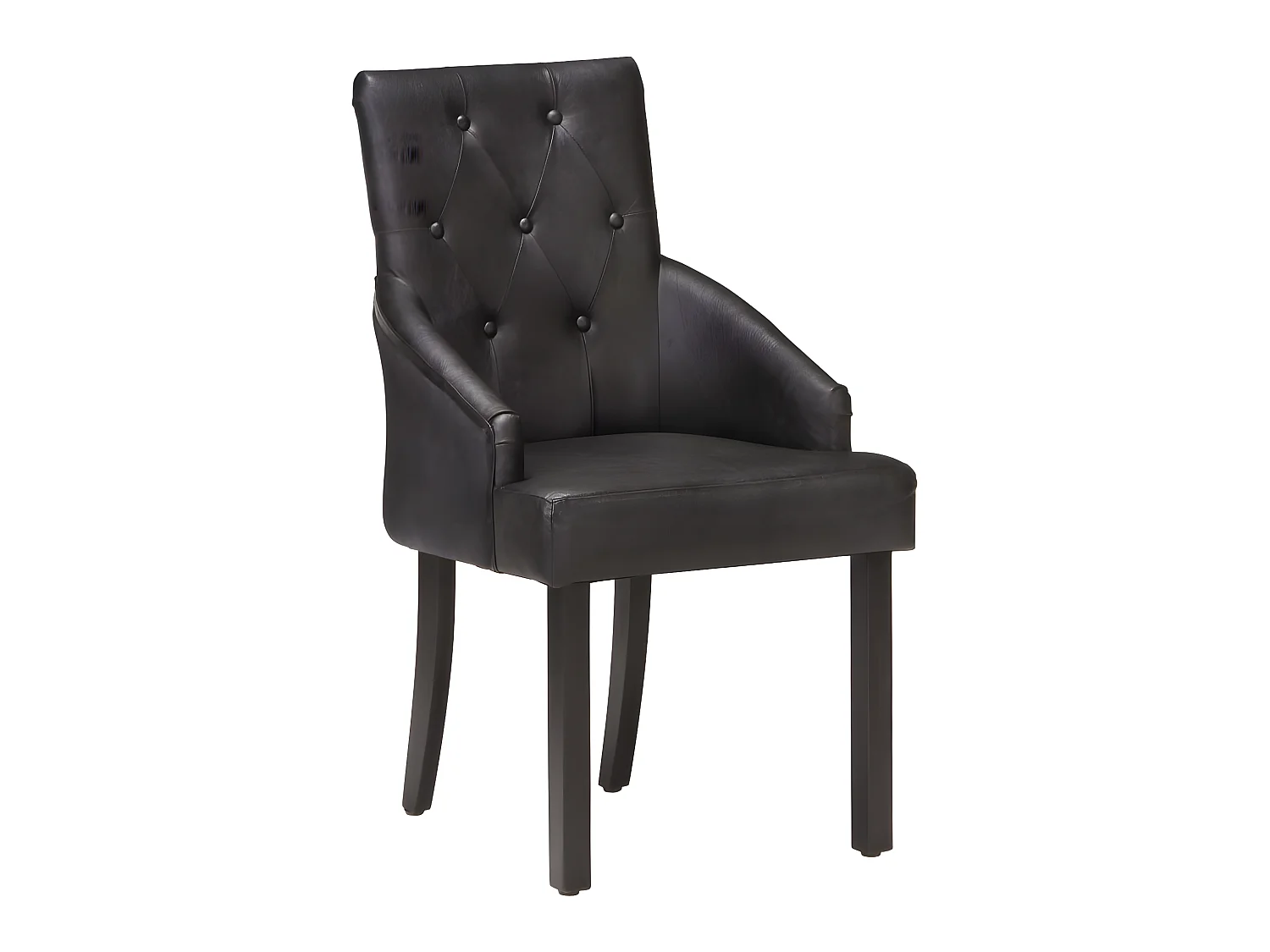 Lot de 2 chaises de salle à manger cuisine design vintage cuir noir de chèvre véritable CDS020802