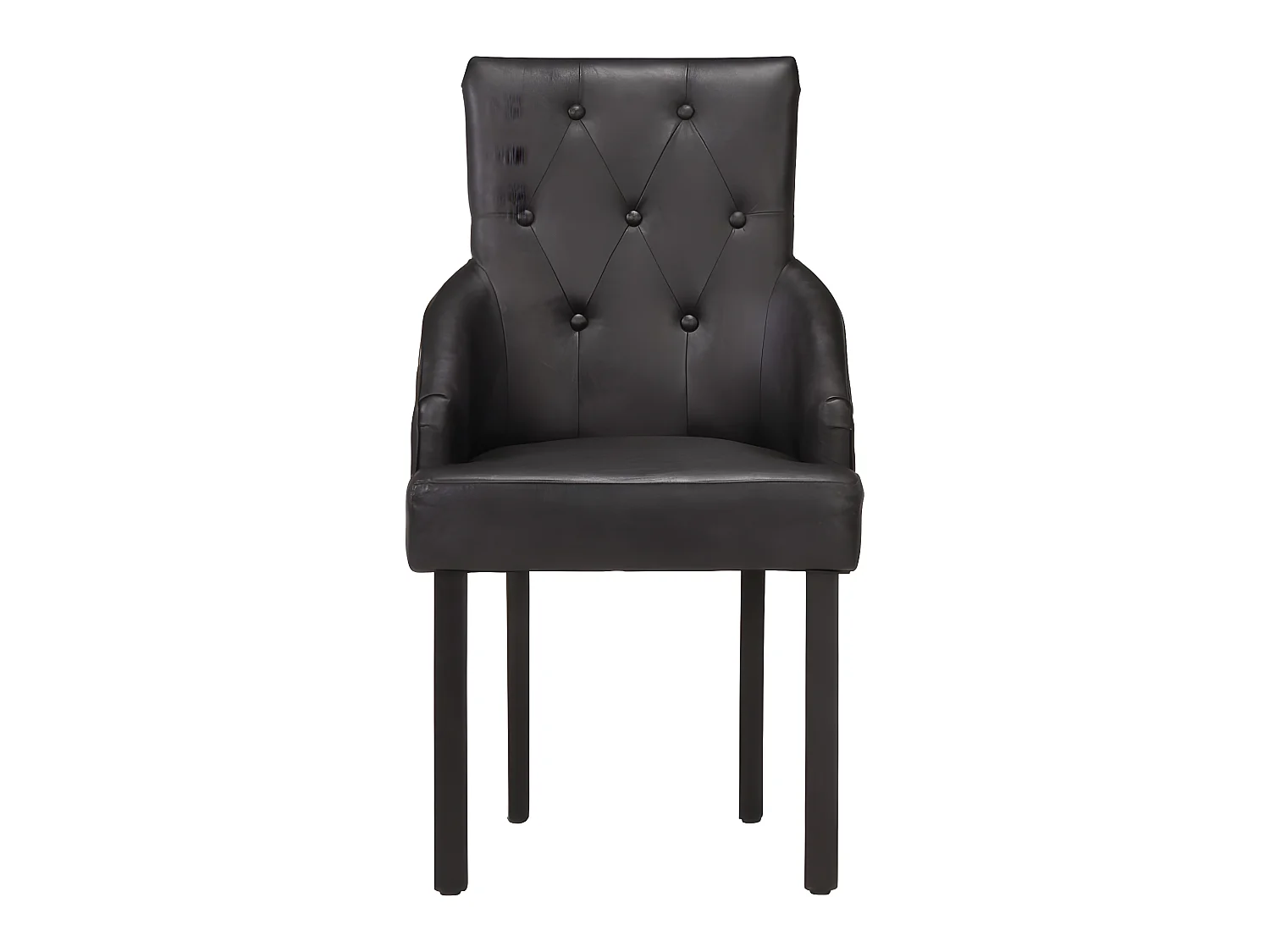 Lot de 2 chaises de salle à manger cuisine design vintage cuir noir de chèvre véritable CDS020802