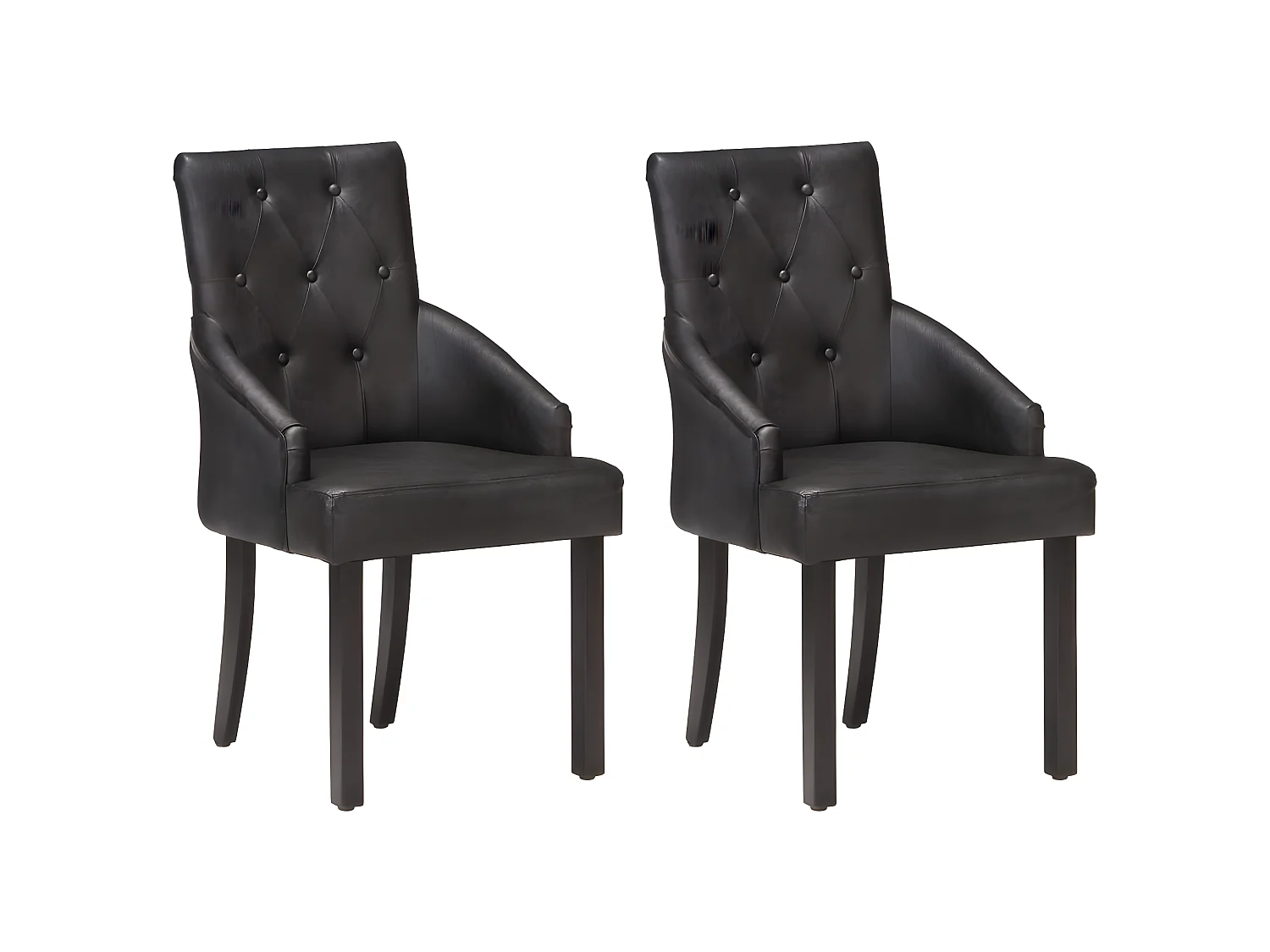 Lot de 2 chaises de salle à manger cuisine design vintage cuir noir de chèvre véritable CDS020802