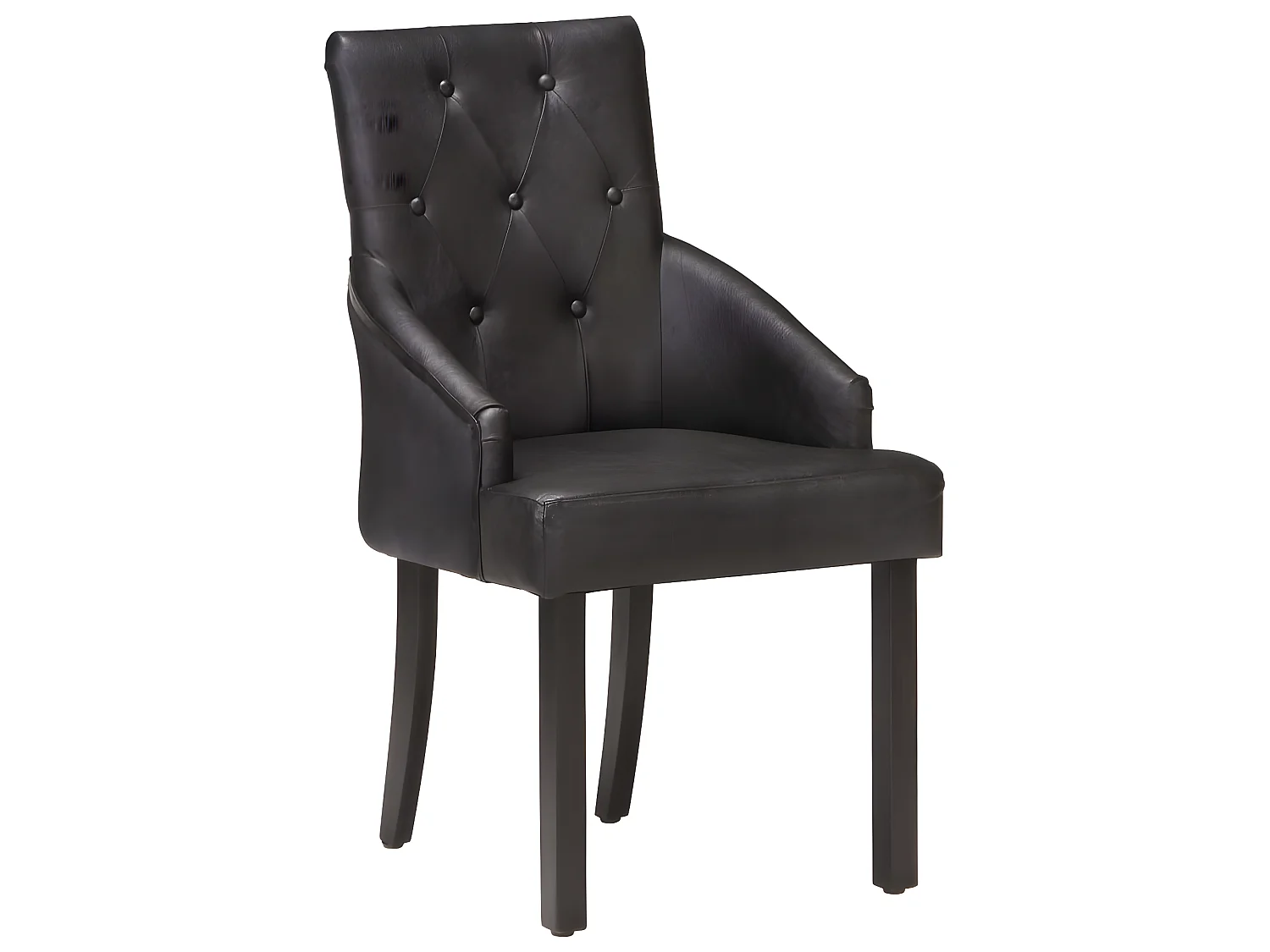 Lot de 2 chaises de salle à manger cuisine design vintage cuir noir de chèvre véritable CDS020802