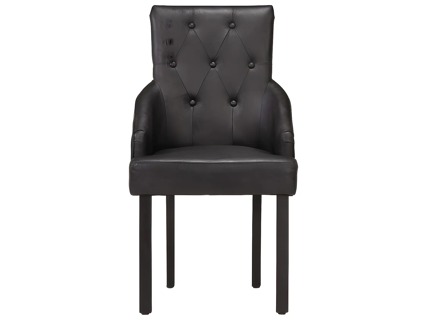 Lot de 2 chaises de salle à manger cuisine design vintage cuir noir de chèvre véritable CDS020802