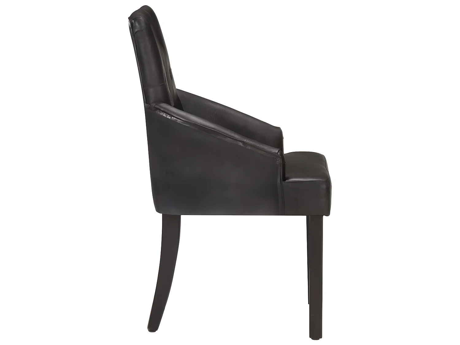 Lot de 2 chaises de salle à manger cuisine design vintage cuir noir de chèvre véritable CDS020802