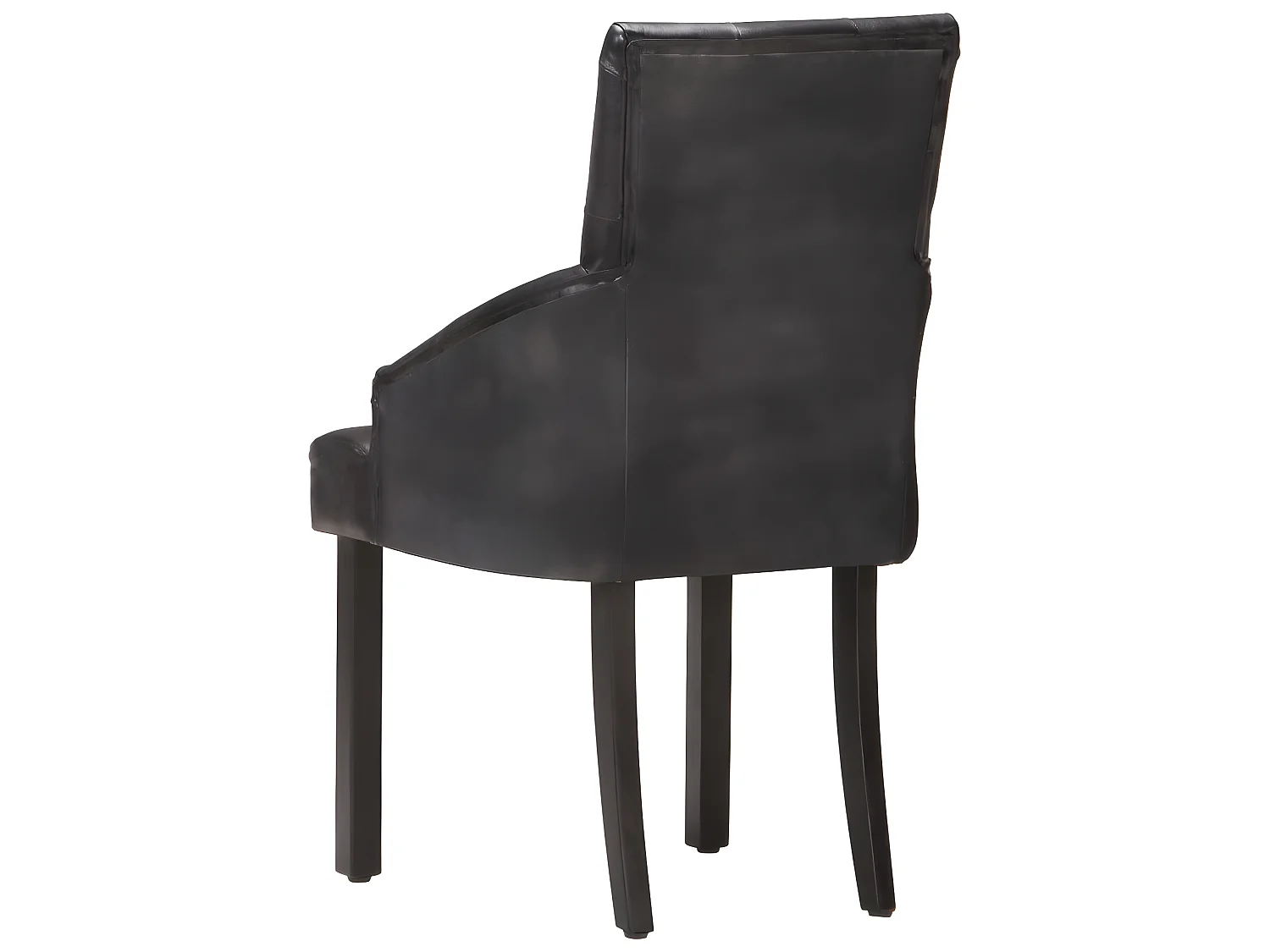 Lot de 2 chaises de salle à manger cuisine design vintage cuir noir de chèvre véritable CDS020802