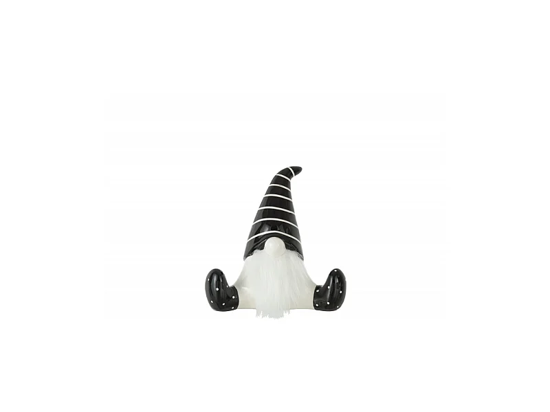 Statuette Déco "Père Noël Assis" 19cm Noir & Blanc