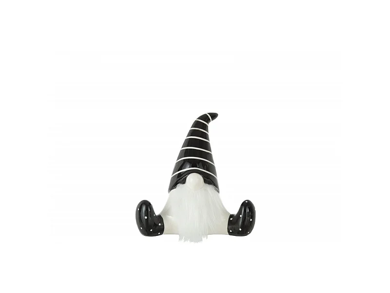 Statuette Déco "Père Noël Assis" 19cm Noir & Blanc