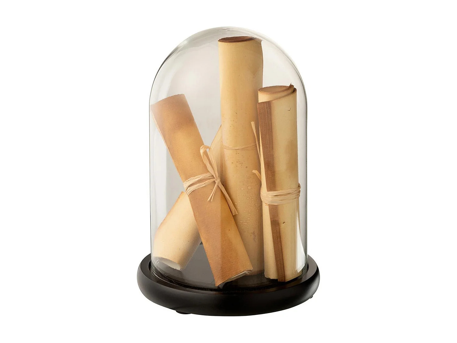 Cloche Déco en Verre "Parchemins" 25cm Beige