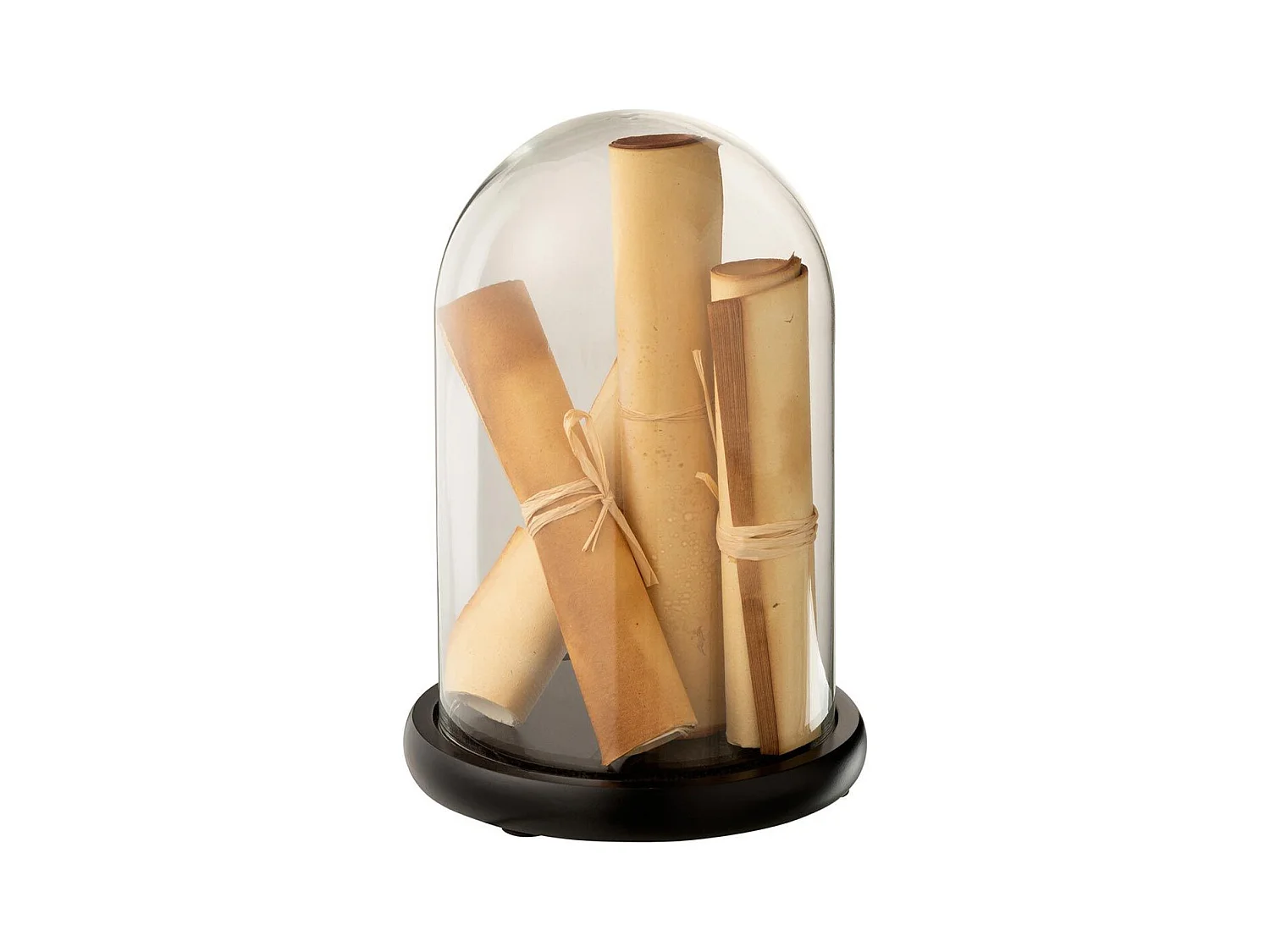 Cloche Déco en Verre "Parchemins" 25cm Beige
