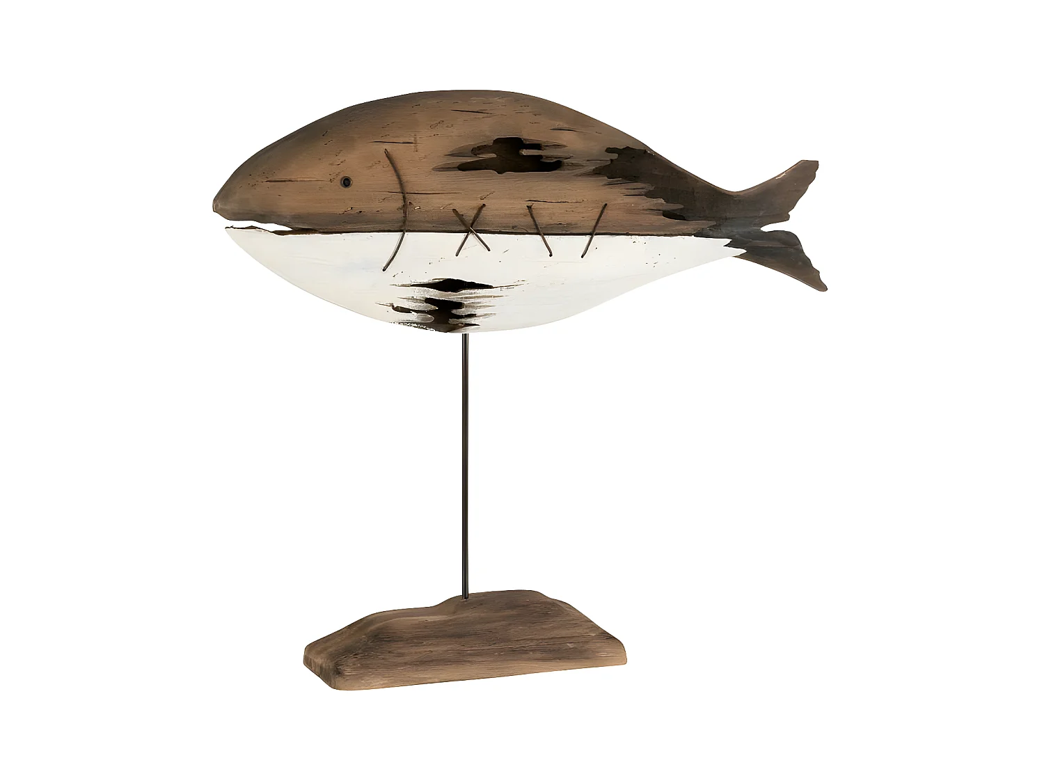 Statuette à Poser "Poisson Paulownia" 58cm Marron