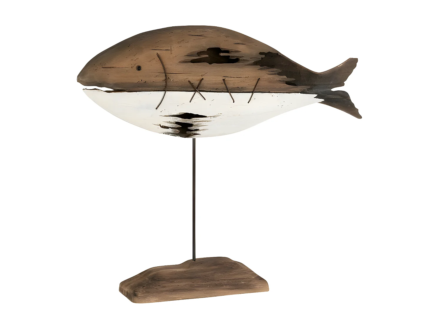 Statuette à Poser "Poisson Paulownia" 58cm Marron