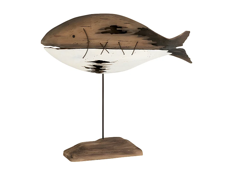 Statuette à Poser "Poisson Paulownia" 58cm Marron