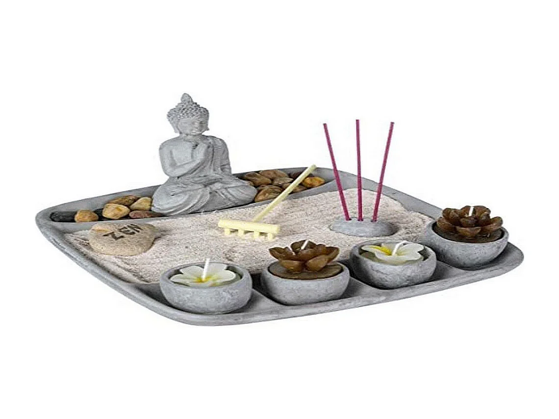 Jardin Zen "Bougies" 24cm Gris