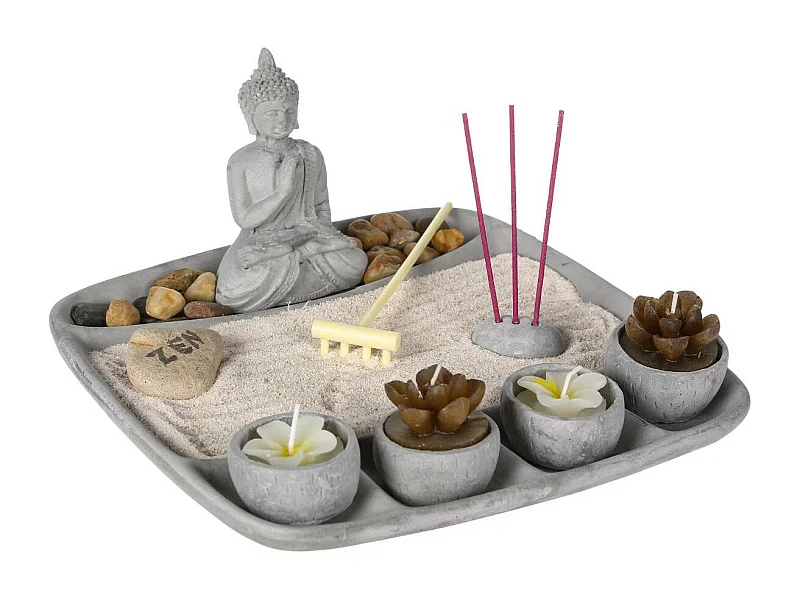 Jardin Zen "Bougies" 24cm Gris
