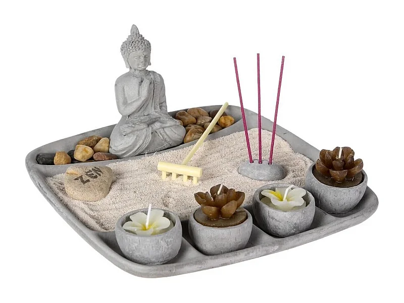 Jardin Zen "Bougies" 24cm Gris