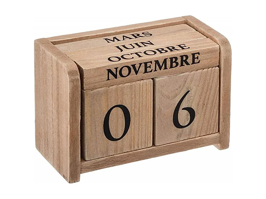Calendrier en Bois "Colonial" 11cm Naturel